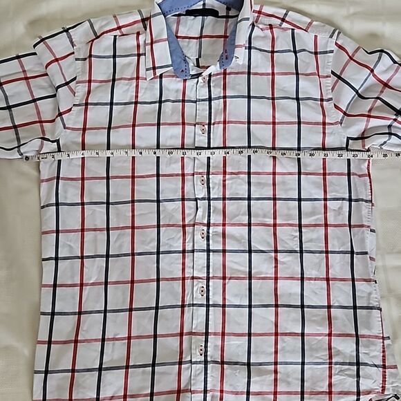 Jack & Jones Men's Stripped Long Sleeves Button Down Cotton Shirt XXL White/Red - Picture 11 of 16